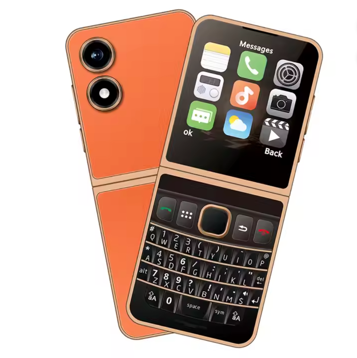 Brand Retro Phone 1.0 - With Qwerty Keyboard - Natural Orange